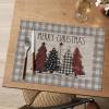 Artoid Mode Merry Christmas Trees Vinyl Placemats Set of 4, 12×18 Inch Red Buffalo Plaid Washable Heat Resistant Plastic Woven Table Mats for Party Dining Decor(Gray)
