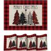 Artoid Mode Merry Christmas Trees Vinyl Placemats Set of 4, 12×18 Inch Red Buffalo Plaid Washable Heat Resistant Plastic Woven Table Mats for Party Dining Decor(Red)