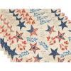 Artoid Mode Old Style Leaves Stars Patriotic 4th of July Placemats Set of 4, 12×18 Inch Memorial Day Holiday Table Mats for Party Kitchen Dining Decoration(Wood)