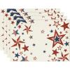 Artoid Mode Old Style Stars American Flag 4th of July Placemats Set of 4, 12×18 Inch Memorial Day Patriotic Table Mats for Party Kitchen Dining Decoration(Beige)