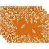 Artoid Mode Orange Eucalyptus Leaves Round Fall Placemats Set of 4, 14 Inch Seasonal Autumn Thanksgiving Round Table Mats for Dining Decoration(Orange/White)