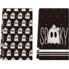 Artoid Mode Orange Ghost Spooky Halloween Kitchen Towels Dish Towels, 18×26 Inch Bow Knot Decoration Hand Towels Set of 2(Black)