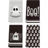 Artoid Mode Orange Stripes Ghost Boo Spooky Halloween Kitchen Towels Dish Towels, 18×26 Inch Bow Knot Decoration Hand Towels Set of 4(Black)