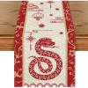 Artoid Mode Paper Cutting Style Style Chinese Zodiac Snake Happy 2025 Lunar New Year Table Runner, Spring Festival Winter Kitchen Dining Table Decoration for Home Party 13×36 Inch(Red/Golden)