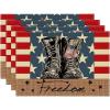 Artoid Mode Patriotic Stripes Stars Boots Freedom Placemats for Dining Table, 12 x 18 Inch 4th of July Memorial Day Decoration Washable Table Mats Set of 4