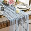 Artoid Mode Pearl Blue Gauze Table Runner 120 Inch 10FT, Seasonal Sheer Dining Holiday Wedding Birthday Baby Shower Table Decor for Home Party(Blue)