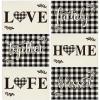 Artoid Mode Placemats for Dining Table Red Buffalo Plaid Love Home Family Together, 12 x 18 Inch Winter Holiday Washable Table Mat Set of 4(6pc Black/White)