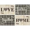 Artoid Mode Placemats for Dining Table Red Buffalo Plaid Love Home Family Together, 12 x 18 Inch Winter Holiday Washable Table Mat Set of 4(Black/Beige)