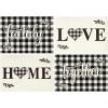 Artoid Mode Placemats for Dining Table Red Buffalo Plaid Love Home Family Together, 12 x 18 Inch Winter Holiday Washable Table Mat Set of 4(Black/White)