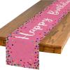 Artoid Mode Polka Dot Pink Happy Birthday Table Runner, Seasonal Kitchen Dining Table Decoration for Home Party Decor 13×72 Inch(Pink)
