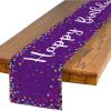 Artoid Mode Polka Dot Pink Happy Birthday Table Runner, Seasonal Kitchen Dining Table Decoration for Home Party Decor 13×72 Inch(Purple)