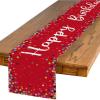 Artoid Mode Polka Dot Pink Happy Birthday Table Runner, Seasonal Kitchen Dining Table Decoration for Home Party Decor 13×72 Inch(Red)