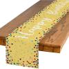 Artoid Mode Polka Dot Pink Happy Birthday Table Runner, Seasonal Kitchen Dining Table Decoration for Home Party Decor 13×72 Inch(Yellow)