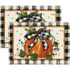 Artoid Mode Pumpkin Buffalo Plaid Fall Placemats Set of 4, 12×18 Inch Seasonal Autumn Table Mats for Outdoor Home Party Dining Decoration(Black/Orange)