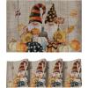 Artoid Mode Pumpkin Gnomes Leaves Fall Vinyl Placemats Set of 4, Wipeable Woven PVC Table Mats for Thanksgiving Holiday Party Kitchen Dining Decor(Wood)