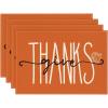 Artoid Mode Pumpkins Give Thanks Turkey Fall Placemats Set of 4, 12×18 Inch Pumpkin Pie Thanksgiving Table Mats for Party Kitchen Dining Decoration(Orange)