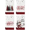 Artoid Mode Red Black Buffalo Plaid Snowman Xmas Trees Christmas Kitchen Towels Dish Towels, 18×26 Inch Daily Seasonal Winter Decoration Hand Towels Set of 4(Red/Black)