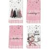 Artoid Mode Red Black Buffalo Plaid Snowman Xmas Trees Christmas Kitchen Towels Dish Towels, 18×26 Inch Daily Seasonal Winter Decoration Hand Towels Set of 4(Pink/White)