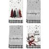 Artoid Mode Red Black Buffalo Plaid Snowman Xmas Trees Christmas Kitchen Towels Dish Towels, 18×26 Inch Daily Seasonal Winter Decoration Hand Towels Set of 4(Black/White)