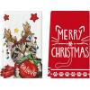 Artoid Mode Red Cat Merry Christmas Kitchen Towels Dish Towels, 18×26 Inch Star Xmas Ball Believe Daily Winter Decoration Hand Towels Set of 2