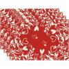 Artoid Mode Red Heart Love Leaves Valentine Placemats Set of 4, 12×18 Inch Anniversary Wedding Table Mats for Party Kitchen Dining Decoration(Red)