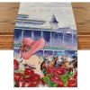 Artoid Mode Rose Horse Racing Castle Kentucky Table Runner, Sports Festival Kitchen Dining Table Decoration for Home Party Decor 13×72 Inch(Beige)