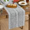 Artoid Mode Sage Green Rustic Cotton Linen Table Runner, Seasonal Embroidered Hollow Kitchen Dining Table Decoration for Home Party Decor 13×72 Inch(Dark Grey)