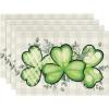 Artoid Mode Shamrock Eucalyptus Heart St. Patrick’s Day Placemats Set of 4, 12×18 Inch Seasonal Spring Table Mats for Party Kitchen Dining Decoration(Green)