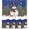 Artoid Mode Snowman Trees Christmas Floral Vinyl Placemats Set of 4, Wipeable Blue Winter PVC Woven Table Mats for Party Kitchen Dining Decor, 12×18 Inch(Blue)