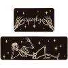 Artoid Mode Spooky Skeleton Spider Bone Black Halloween Kitchen Mats Set of 2, Black Home Decor Low-Profile Kitchen Rugs for Floor – 17×29 and 17×47 Inch(Black)