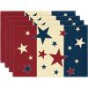 Artoid Mode Stars Stripes Patriotic 4th of July Placemats Set of 4, 12×18 Inch Independence Day Table Mats for Party Kitchen Dining Decoration