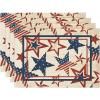 Artoid Mode Stars Stripes Patriotic 4th of July Placemats Set of 4, 12×18 Inch Memorial Day Table Mats for Party Kitchen Dining Decoration Beige(Beige)