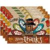 Artoid Mode Turkey Give Thanks Thanksgiving Placemats Set of 6, 12×18 Inch Seasonal Table Mats for Party Kitchen Dining Decoration(Brown)