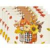 Artoid Mode Vases Hello Fall Placemats Set of 4, 12×18 Inch Seasonal Autumn Table Mats for Party Kitchen Dining Decoration(Beige/Orange)