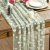 Artoid Mode White Daisy Summer Gauze Table Runner 120 Inch 10FT, Seasonal Sheer Dining Wedding Holiday Birthday Table Decor for Home Party(Green)
