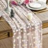 Artoid Mode White Daisy Summer Gauze Table Runner 120 Inch 10FT, Seasonal Sheer Dining Wedding Holiday Birthday Table Decor for Home Party(Pink)