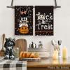 Artoid Mode Black Cat Boo Ghost Halloween Kitchen Towels Dish Towels, 18×26 Inch Farmhouse Bat Jack-O’-Lantern Decoration Hand Towels Set of 4(Black)