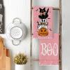 Artoid Mode Black Cat Boo Ghost Halloween Kitchen Towels Dish Towels, 18×26 Inch Farmhouse Bat Jack-O’-Lantern Decoration Hand Towels Set of 4(Pink)