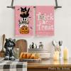 Artoid Mode Black Cat Boo Ghost Halloween Kitchen Towels Dish Towels, 18×26 Inch Farmhouse Bat Jack-O’-Lantern Decoration Hand Towels Set of 4(Pink)