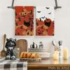 Artoid Mode Black Cat Pumpkin Halloween Kitchen Towels Dish Towels, 18×26 Inch Farmhouse Bats Jack-O’-Lantern Decoration Hand Towels Set of 2