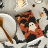 Artoid Mode Black Pumpkin Ghost Halloween Kitchen Towels Dish Towels, 18×26 Inch Farmhouse Bats Decoration Hand Towels Set of 2