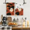 Artoid Mode Black Pumpkin Ghost Halloween Kitchen Towels Dish Towels, 18×26 Inch Farmhouse Bats Decoration Hand Towels Set of 2