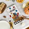 Artoid Mode Buffalo Plaid Turkey Thanksgiving Kitchen Towels Dish Towels, 18×26 Inch Fall Leaves Pumpkin Decoration Hand Towels Set of 2