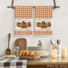 Artoid Mode Orange Buffalo Plaid Pumpkin Turkey Thanksgiving Kitchen Towels Dish Towels, 18×26 Inch Farmhouse Holiday Decoration Cleaning Set of 2