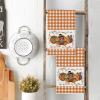 Artoid Mode Orange Buffalo Plaid Pumpkin Turkey Thanksgiving Kitchen Towels Dish Towels, 18×26 Inch Farmhouse Holiday Decoration Cleaning Set of 2