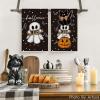 Artoid Mode Pink Cat Pumpkin Ghost Halloween Kitchen Towels Dish Towels, 18×26 Inch Bats Jack-O’-Lantern Decoration Hand Towels Set of 2(Black)