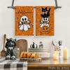 Artoid Mode Pink Cat Pumpkin Ghost Halloween Kitchen Towels Dish Towels, 18×26 Inch Bats Jack-O’-Lantern Decoration Hand Towels Set of 2(Orange)