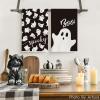 Artoid Mode Pink Ghost Spooky Halloween Kitchen Towels Dish Towels, 18×26 Inch Boo Decoration Hand Towels Set of 2(Black)