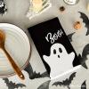 Artoid Mode Pink Ghost Spooky Happy Halloween Kitchen Towels Dish Towels, 18×26 Inch Farmhouse Bat Boo Decoration Hand Towels Set of 4(Black)