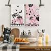 Artoid Mode Pink Pumpkins Ghost Boo Happy Halloween Kitchen Towels Dish Towels, 18×26 Inch Trick Or Treat Decoration Hand Towels Set of 4(Pink)